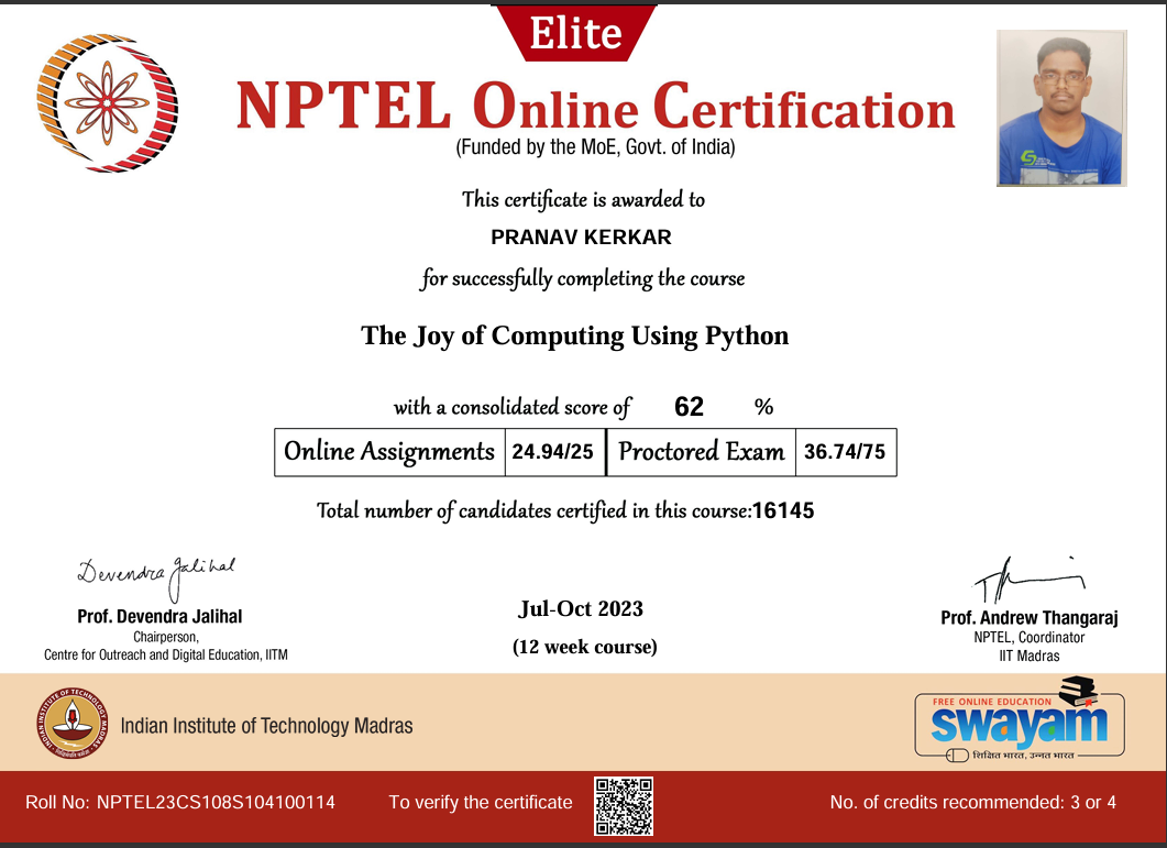 Joy of Computing using Python